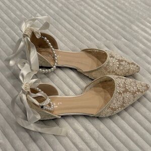 Kailee P Elegant Lace Women's Shoes with Ribbon Ties